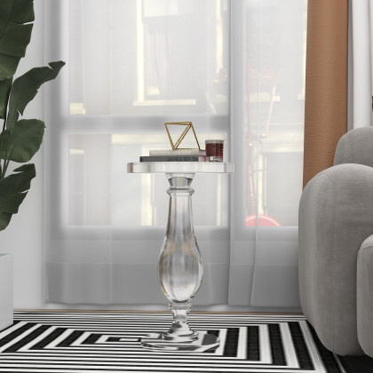 HMR - 14" Modern Acrylic Round End Table with Pedestal in Clear
