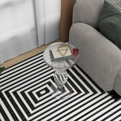 HMR - 14" Modern Acrylic Round End Table with Pedestal in Clear