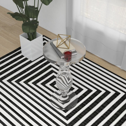 HMR - 14" Modern Acrylic Round End Table with Pedestal in Clear