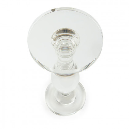 HMR - 14" Modern Acrylic Round End Table with Pedestal in Clear
