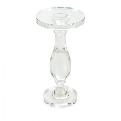 HMR - 14" Modern Acrylic Round End Table with Pedestal in Clear