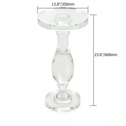HMR - 14" Modern Acrylic Round End Table with Pedestal in Clear