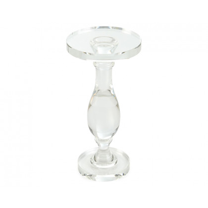 HMR - 14" Modern Acrylic Round End Table with Pedestal in Clear