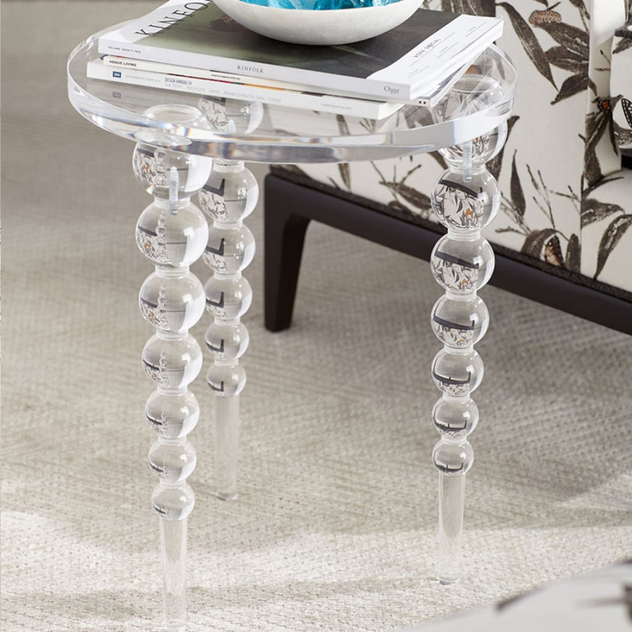 HMR - Acrylic Round Side Table in Clear
