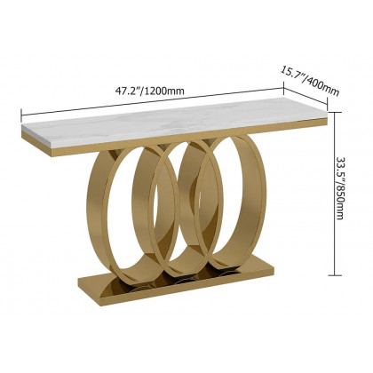 HMR - 47.2" Narrow Console Table with Faux Marble Top in White