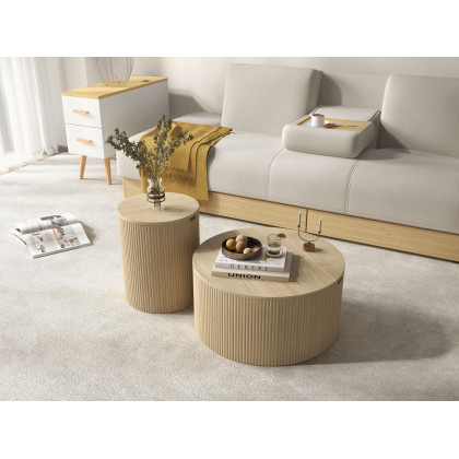 HMR Modern Rectangle End Table with Drawers - Natural