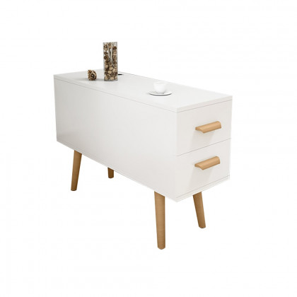 HMR Modern Rectangle End Table with Drawers - White