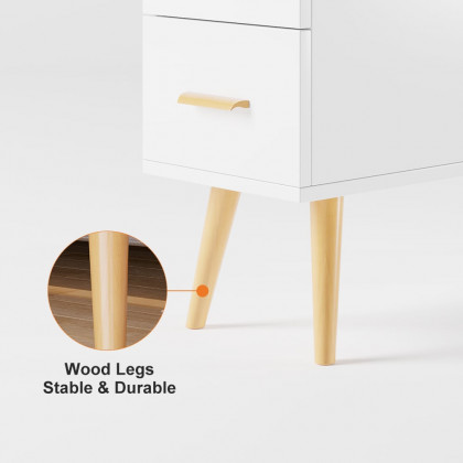 HMR Modern Rectangle End Table with Drawers - White