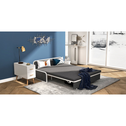 HMR Modern Rectangle End Table with Drawers - White