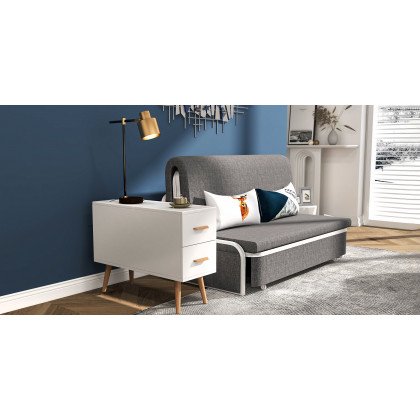 HMR Modern Rectangle End Table with Drawers - White