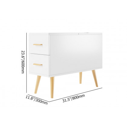 HMR Modern Rectangle End Table with Drawers - White