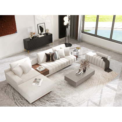 HMR - Modern Buffet with Gold Legs and 3 Doors 70.9" in Black