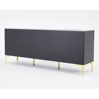 HMR - Modern Buffet with Gold Legs and 3 Doors 70.9" in Black