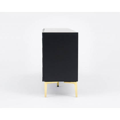 HMR - Modern Buffet with Gold Legs and 3 Doors 70.9" in Black