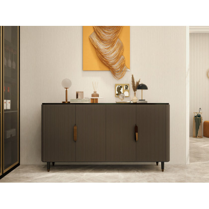 HMR - Modern Kitchen Cabinet with 4 Doors in Gold in Black