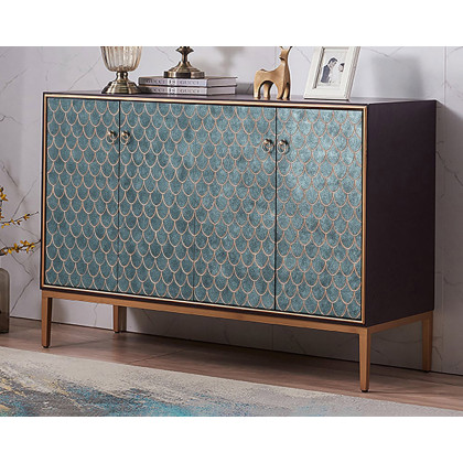 HMR Modern 59" Sideboards Buffet with Doors & Shelves - Blue