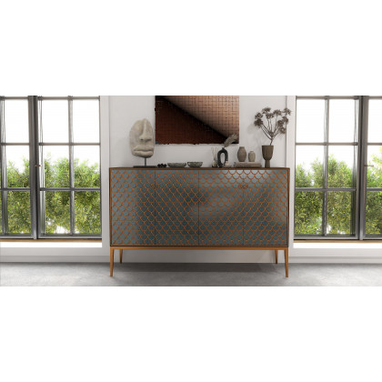 HMR Modern 59" Sideboards Buffet with Doors & Shelves - Blue