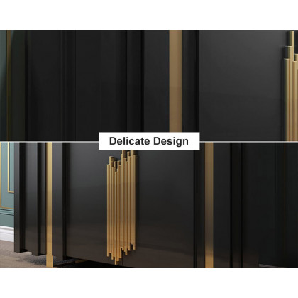 HMR Aurea Series 63" Rectangular Sideboard Buffet with 2 Doors & 2 Shelves - Black/Gold