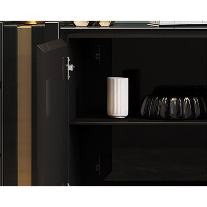 HMR Aurea Series 63" Rectangular Sideboard Buffet with 2 Doors & 2 Shelves - Black/Gold