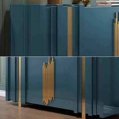 HMR Aurea Series 63" Rectangular Sideboard Buffet with 2 Doors & 2 Shelves - Gold/Gold