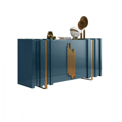 HMR Aurea Series 63" Rectangular Sideboard Buffet with 2 Doors & 2 Shelves - Gold/Gold