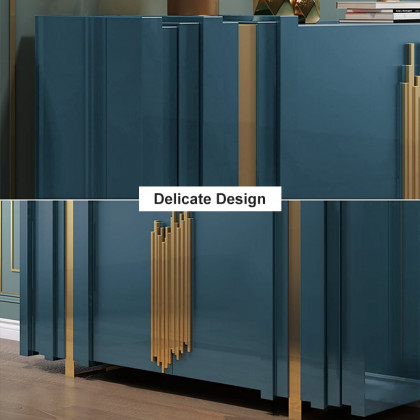 HMR Aurea Series 63" Rectangular Sideboard Buffet with 2 Doors & 2 Shelves - Gold/Gold