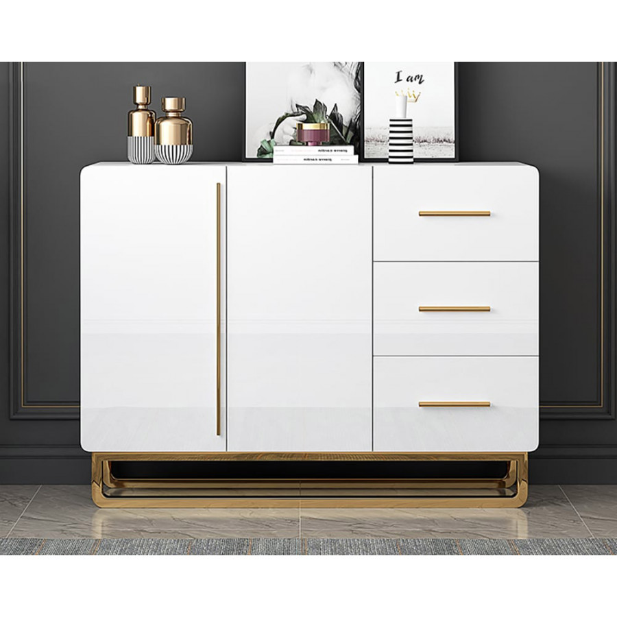 HMR - Nordic Buffet with Doors and Drawers and Adjustable Shelf in Small in White, 41.3"W