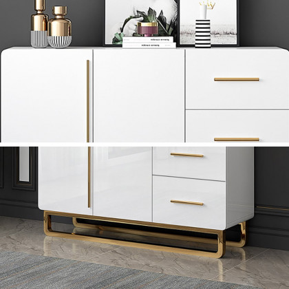 HMR - Nordic Buffet with Doors and Drawers and Adjustable Shelf in Small in White, 41.3"W