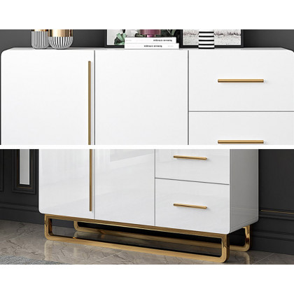 HMR - Nordic Buffet with Doors and Drawers and Adjustable Shelf in Small in White, 41.3"W