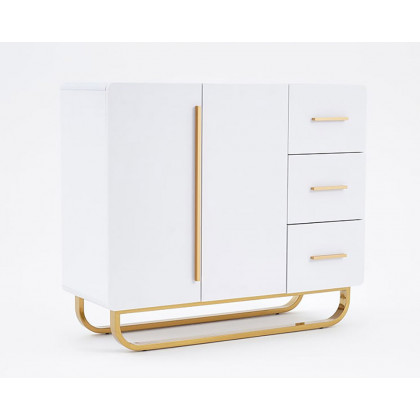 HMR - Nordic Buffet with Doors and Drawers and Adjustable Shelf in Small in White, 41.3"W