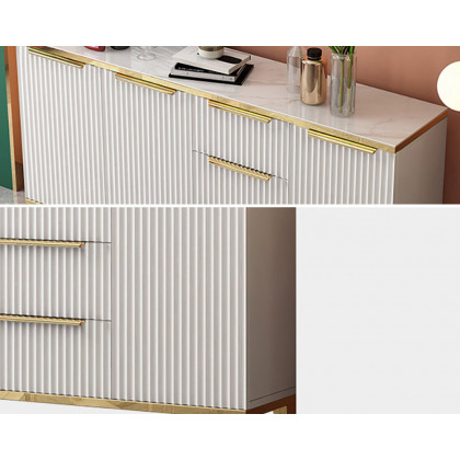 HMR - Sideboard with Tempered Glass Top and 3 Drawers 63" in 63"W