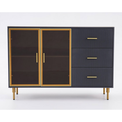 HMR - Cofab Sideboard Sintered Stone Top Luxury Buffet Tempered Glass Doors
