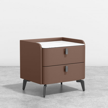 HMR Nightstand with 2-Drawer - Brown, Faux Leather
