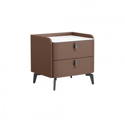HMR Nightstand with 2-Drawer - Brown, Faux Leather