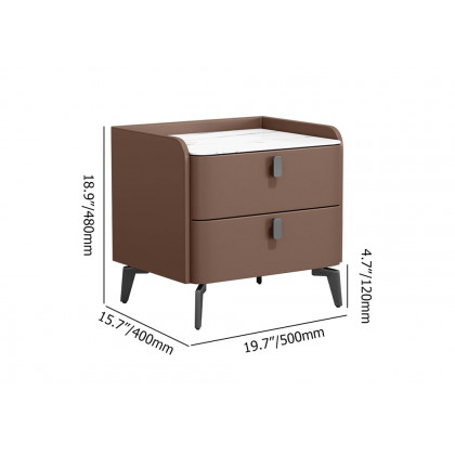 HMR Nightstand with 2-Drawer - Brown, Faux Leather