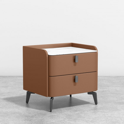 HMR Nightstand with 2-Drawer - Orange, Faux Leather