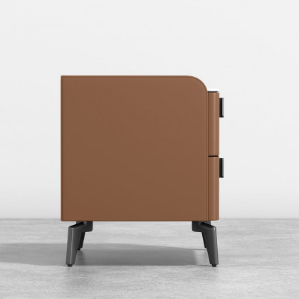 HMR Nightstand with 2-Drawer - Orange, Faux Leather
