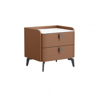 HMR Nightstand with 2-Drawer - Orange, Faux Leather