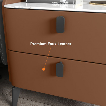 HMR Nightstand with 2-Drawer - Orange, Faux Leather