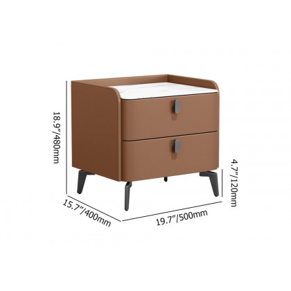 HMR Nightstand with 2-Drawer - Orange, Faux Leather