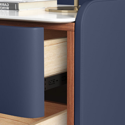 HMR Nightstand with 2-Drawer - Blue, Faux Leather