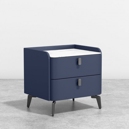 HMR Nightstand with 2-Drawer - Blue, Faux Leather