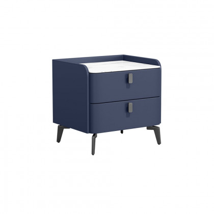 HMR Nightstand with 2-Drawer - Blue, Faux Leather