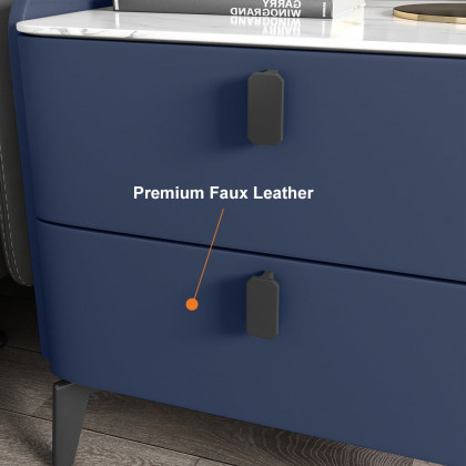 HMR Nightstand with 2-Drawer - Blue, Faux Leather