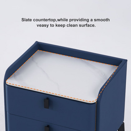 HMR Nightstand with 2-Drawer - Blue, Faux Leather