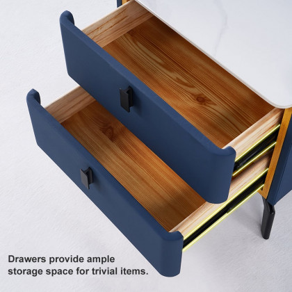 HMR Nightstand with 2-Drawer - Blue, Faux Leather