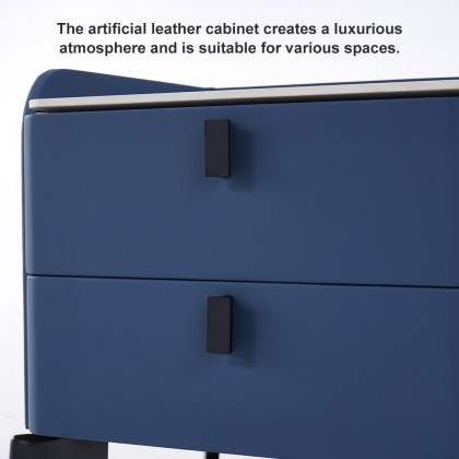 HMR Nightstand with 2-Drawer - Blue, Faux Leather