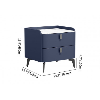 HMR Nightstand with 2-Drawer - Blue, Faux Leather