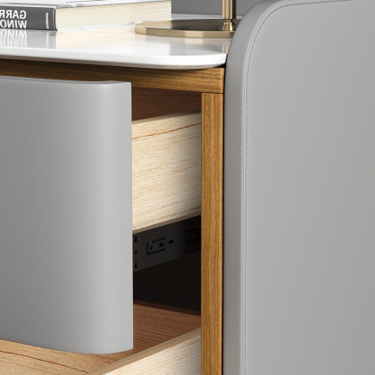 HMR Nightstand with 2-Drawer - Gray, Faux Leather