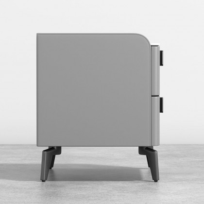 HMR Nightstand with 2-Drawer - Gray, Faux Leather
